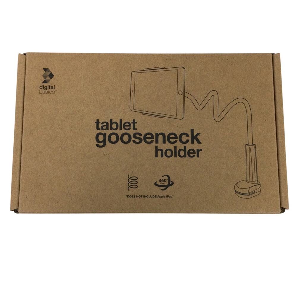 Digital Basics Tablet Gooseneck Holder White Fully Adjustable 360 Rotation